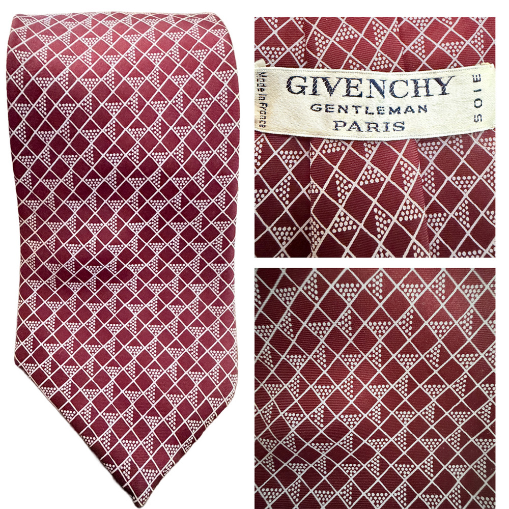 Vintage Givenchy mens neck tie Old Money Classic style ties red cream geometric